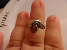 stary pierścionek z bursztynem srebro - 1