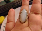 stary pierścionek z białym agatem - srebro - 5