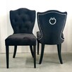 Krzesło tapicerowane pikowane z kołatką Roma czarne glamour - 1