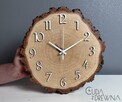 Drewniany zegar z plastra drewna, ręcznie robiony - 1