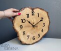 Drewniany zegar z plastra drewna, ręcznie robiony - 4