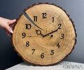 Drewniany zegar z plastra drewna, ręcznie robiony - 3