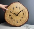 Drewniany zegar z plastra drewna, ręcznie robiony - 6