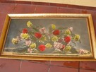 stary obraz oleodruk kwiatki 60/110cm - 2