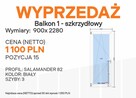 Balkon jednoskrzydłowy 900 x 2280, BIAŁY - 2