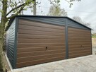 Garaż blaszany 6x6 grafit+orzech - 5