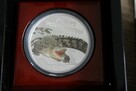 2009 Krokodyl słonowodny 1 uncja srebra 1 OZ Kolorowany - 2