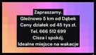 Dąbki 500 m2 nad morzem i jez. -bud. i rolne.Raty bez banku7 - 8