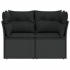 Sofa ogrodowa z poduszkami, 2-osobowa, czarna vidaXL - 3