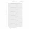 Komoda, 6 szuflad, biała, materiał drewnopochodny vidaXL - 5