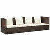 Sofa ogrodowa z poduszkami, polirattan, brązowa vidaXL - 2