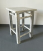 biały stylizowany taboret kuchenny drewniany taborety stołki - 3