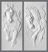 płaskorzeźba gipsowa ściana Panel 3D konie rzeźba dekoracja - 2