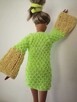 Sweterek dla lalki Barbie ubranko jak sukienka włóczka neon - 8