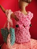 Sukienka i torba ubranko dla lalki Barbie włóczka różowa - 4