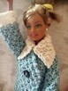 Ubranko dla lalki Barbie płaszcz paltko włóczka błękit biel - 6