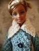 Ubranko dla lalki Barbie płaszcz paltko włóczka błękit biel - 4