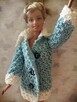 Ubranko dla lalki Barbie płaszcz paltko włóczka błękit biel - 7