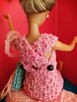 Sukienka i torba ubranko dla lalki Barbie włóczka różowa - 6