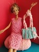 Sukienka i torba ubranko dla lalki Barbie włóczka różowa - 1