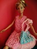 Sukienka i torba ubranko dla lalki Barbie włóczka różowa - 5