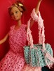 Sukienka i torba ubranko dla lalki Barbie włóczka różowa - 2