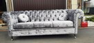 sofa chesterfield srebro glamour kryształki nogi chrom - 2