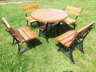Meble ogrodowe drewniane dębowe stół i 4 ławki 60 cm - 2