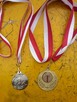 Medale z taśmą, bez napisów, do grawerunku, 2 x 10 zł. - 1