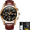Klasyczny zegarek męski Lige złoty chronograf datownik 40mm - 2