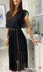 Czarna sukienka plisowana midi falbanki ULTIME - 3