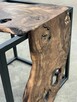 Designerski Stolik Kawowy z Metalu z Blatem z Litego Drewna - 2
