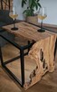 Designerski Stolik Kawowy z Metalu z Blatem z Litego Drewna - 3