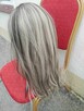 Peruka Damska ciemny jasny blond pasemka włosy długie - 3