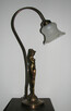 Mosiężna lampka stołowa z panienką secesja - 5