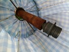 Lampa wisząca PRL retro z materiałowym kloszem niebieska kra - 7