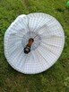 Lampa wisząca PRL retro z materiałowym kloszem niebieska kra - 9