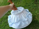 Lampa wisząca PRL retro z materiałowym kloszem niebieska kra - 4