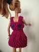 Sukienka dla lalki Barbie różowa ubranko i opaska - 3
