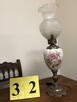 Stara lampka mosiądz ceramika szkło - 2