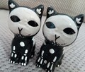 Odjechane Kocie szkielety skull black cat solniczka i pieprz - 9