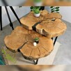 Stół drewniany, okrągły - Stolik kawowy - 4