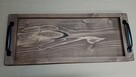 taca drewniana rustyk metalowe uchwyty 60cm deska - 4