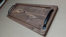 taca drewniana rustyk metalowe uchwyty 60cm deska - 8