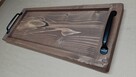 taca drewniana rustyk metalowe uchwyty 60cm deska - 5