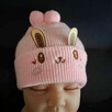 Czapeczka niemowlęca króliczek | pudrowy róż | 100% bawełna - 2