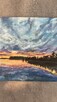 Obraz”Zachód nad jeziorem” olej na płótnie 20×20 cm - 2
