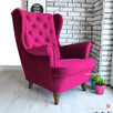 Fotel Uszak Chesterfield Fuksja - 1