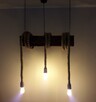 Lampa OLD BEAM z liny jutowej i starej belki żyrandol 3x E27 - 3