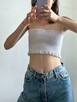 Elastyczny biały crop top Gina Tricot - 3